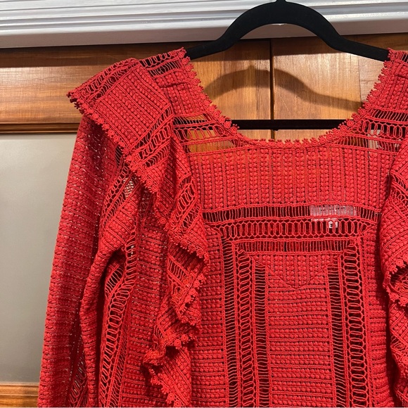 Sezane Line Blouse in Red Poppy - Picture 5 of 9